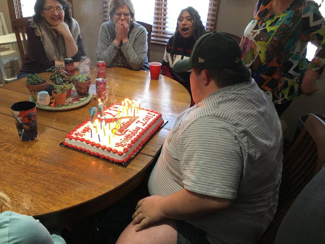 Today was a special day as Ian turned 21 today. He is in Lego building mode right now. We had cake (ugghhh. ...the Cardinals) and homemade ice cream.