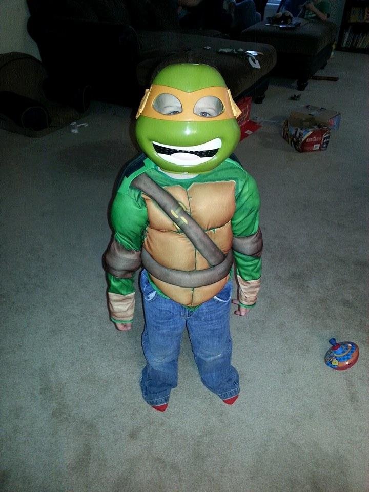 Had birthday party for my nephew Blake tonight.Nana bought him the costume.