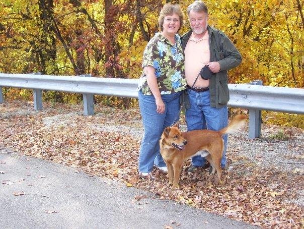 Sandy, Bob and Buddy at bluff above the Mississippi River.