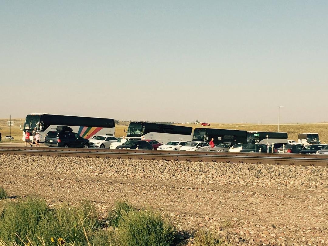 Huge crowds in Glendo, Wyoming, population of 205 trying to host a crowd of over 50,000.