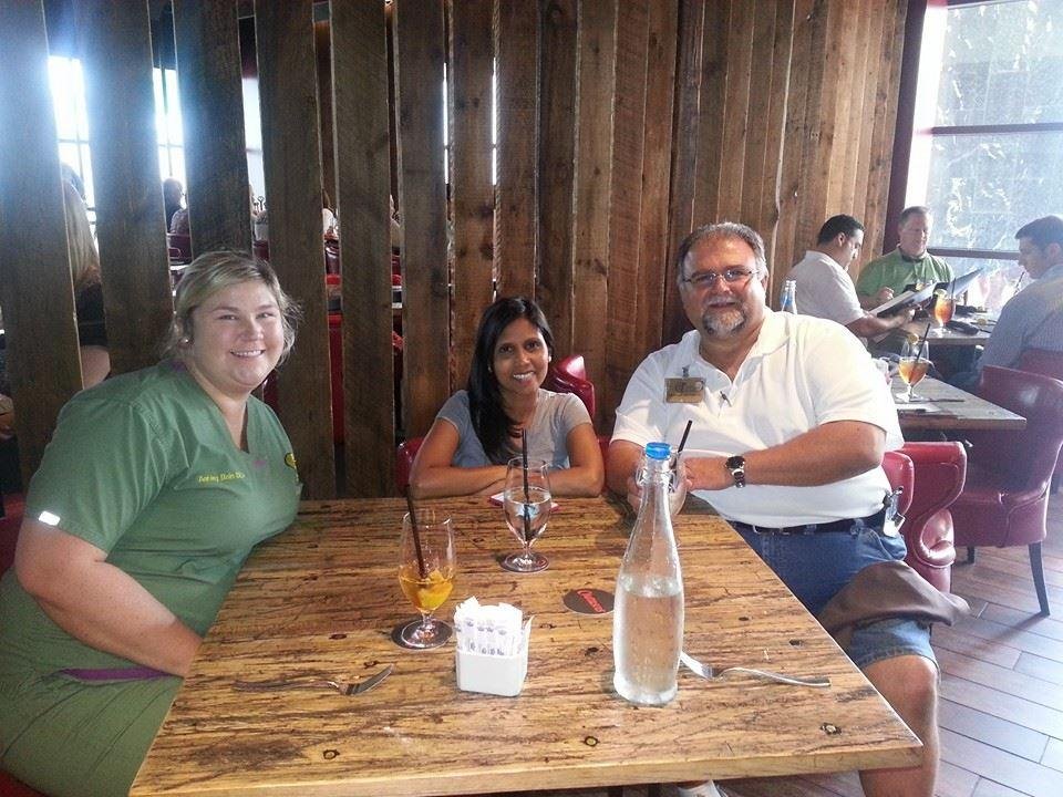 Having a fabulous birthday lunch with Malini and Ashley