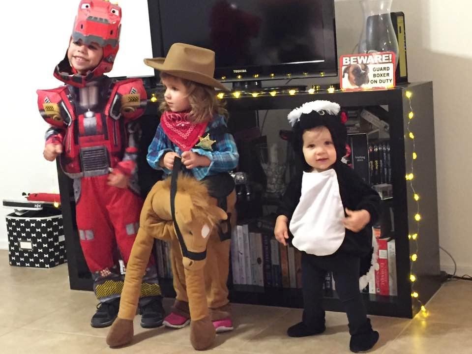 Grandchildren ready to trick or treat.
