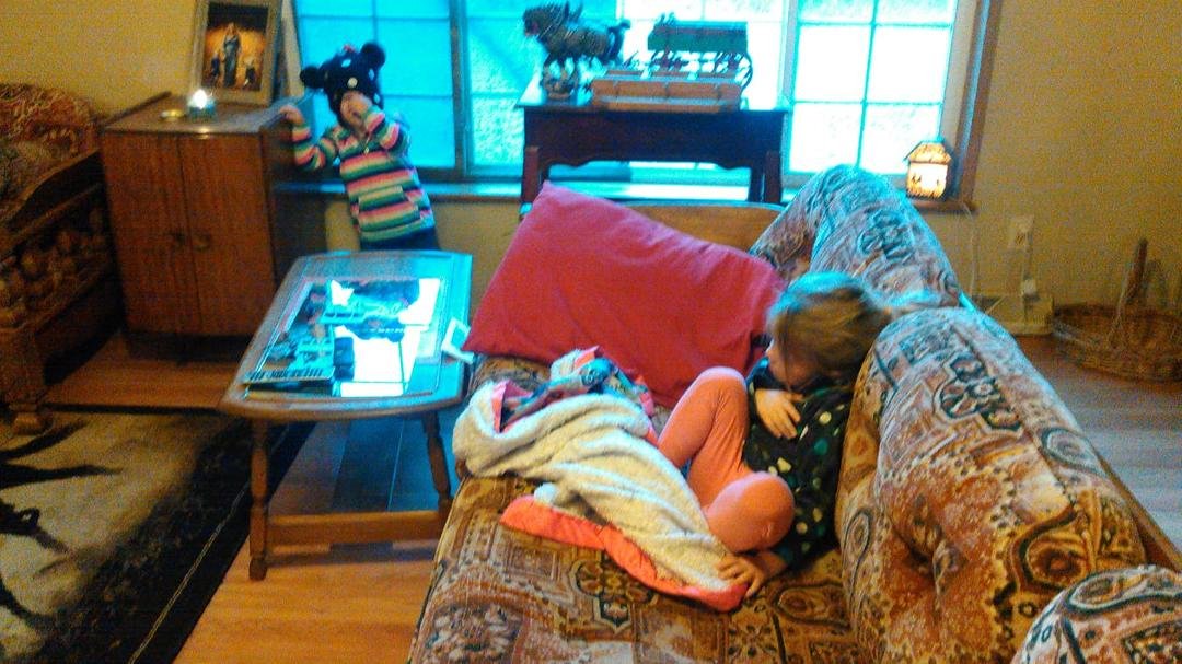 The 2 snuggle bugs stopped for visit while auntie cleaned house for me. Lol......how can 1 old man and an older dog make a mess...lol