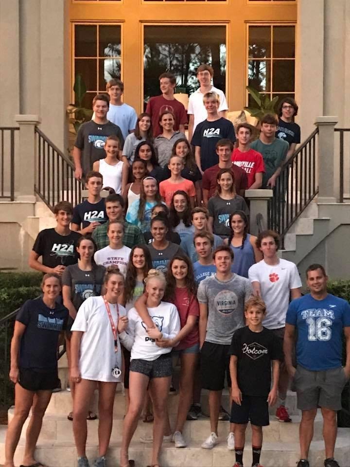 HHIHS Swim Team pasta dinner! Gearing up for the SC High School State Meet on Sat! #seahawks ~ photo courtesy of Sue Geist.