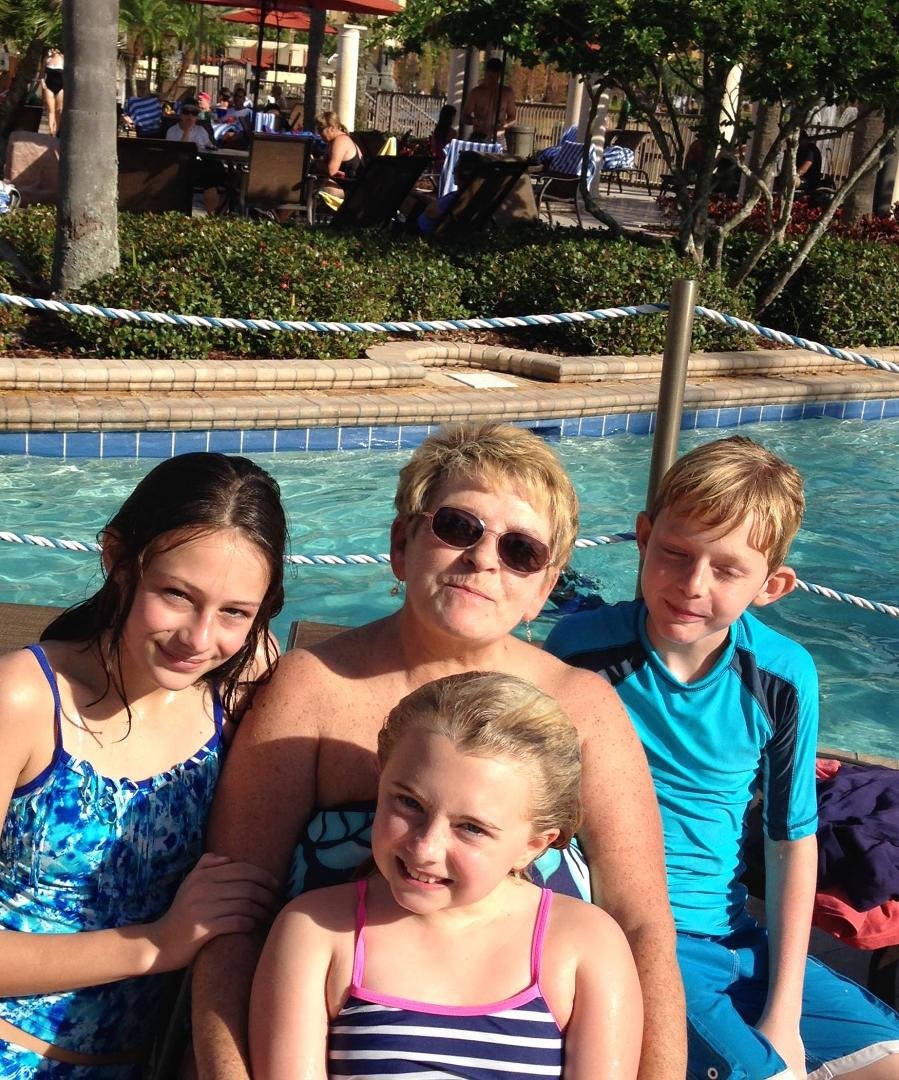 Fun at the pool with the grands, Madison,Matthew & Camryn
