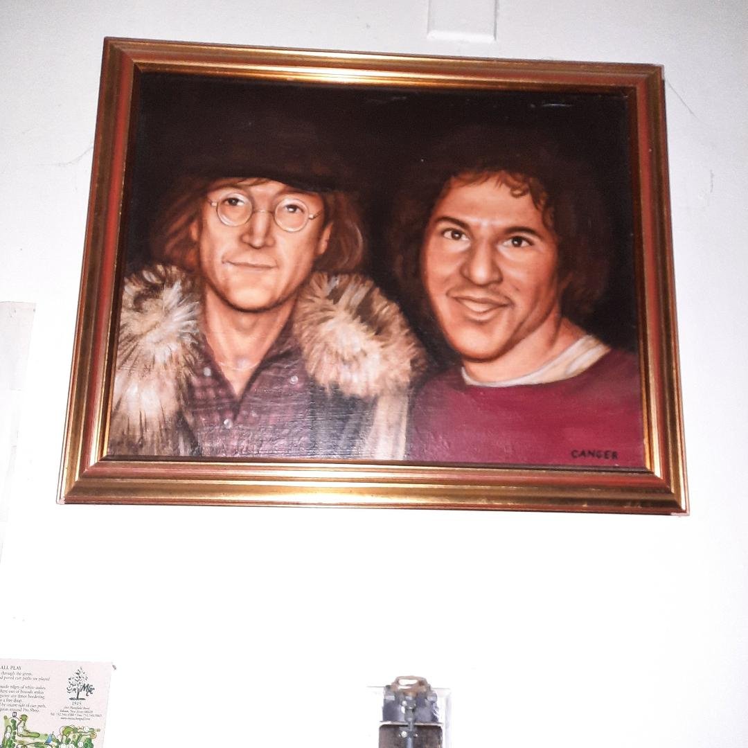 Happy Birthday...Roll On, John..FOREVER!
(This original painting by brilliant artist and friend Joseph Canger was based on an actual photo of myself and John taken outside The Dakota on December 20, 1976 by an acquaintance 