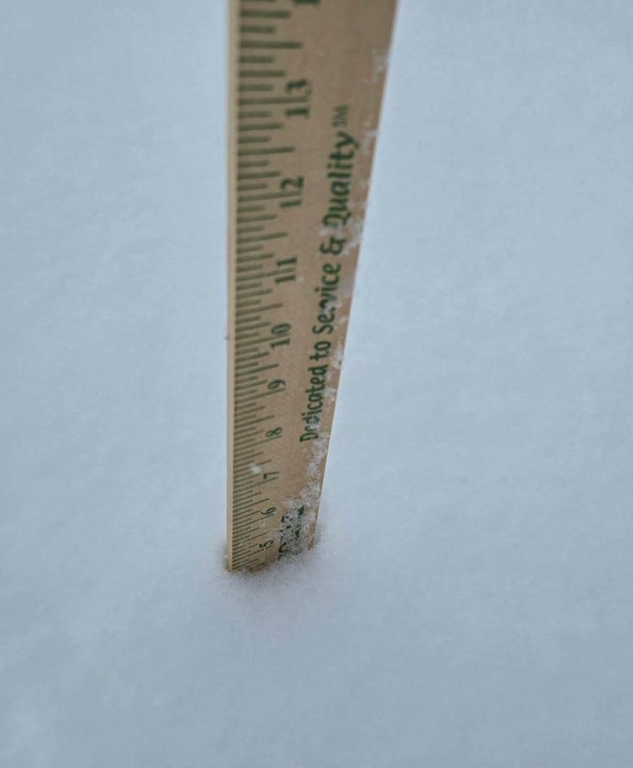 About 5" here so far