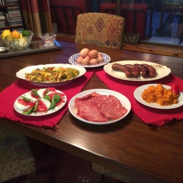 Dinner this evening:
Squash, Onions and Peppers from our garden grown from Organic Plants, Hayhurst Nursery, Yoncalla, OR, Stir Fried with EVOO and Real Butter. Baked Organic Yam from Eugene, Or Farmers Market. Heritage T