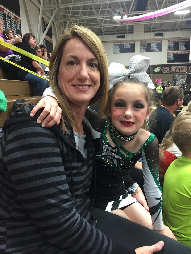 Caroline's Cheer Exhibition today. She did a great job. So proud of her!