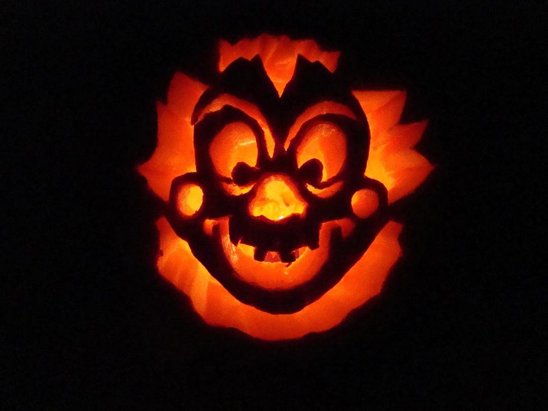 Killer Clown I carved up with my grandsons.