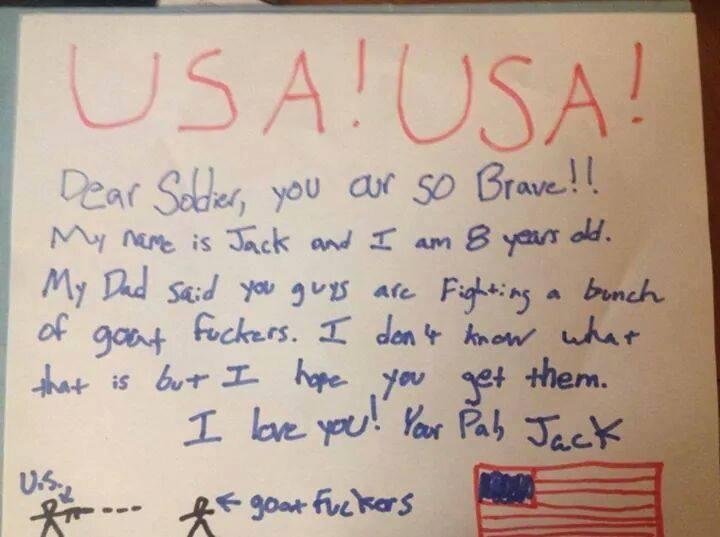 I just love it when schools have a "Write to a soldier day"......