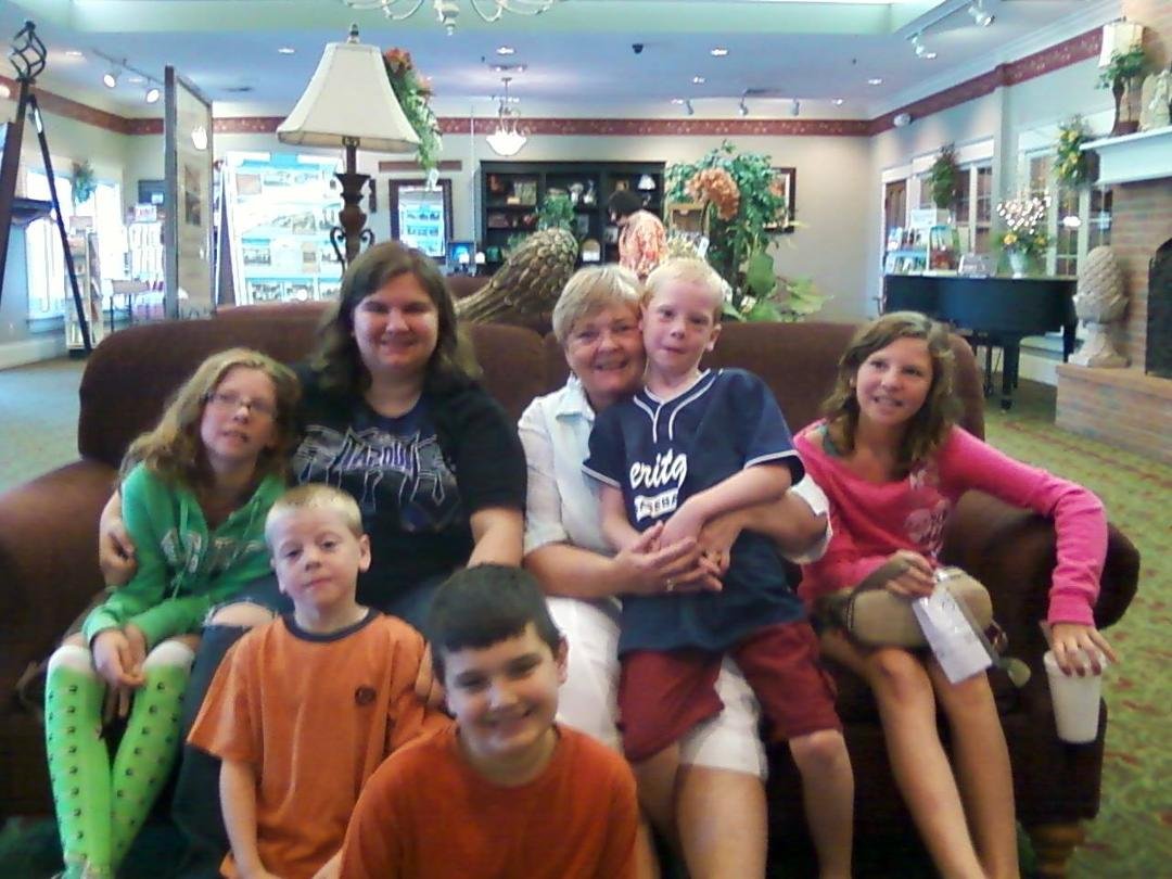 It's a couple years old now, but it' one of the few I have of me. with all the grandkids.  Taken at Der Dutchman on my birthday