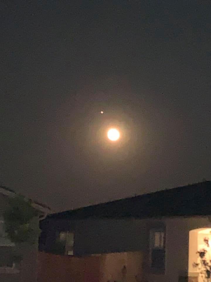 Mars above the moon tonight.