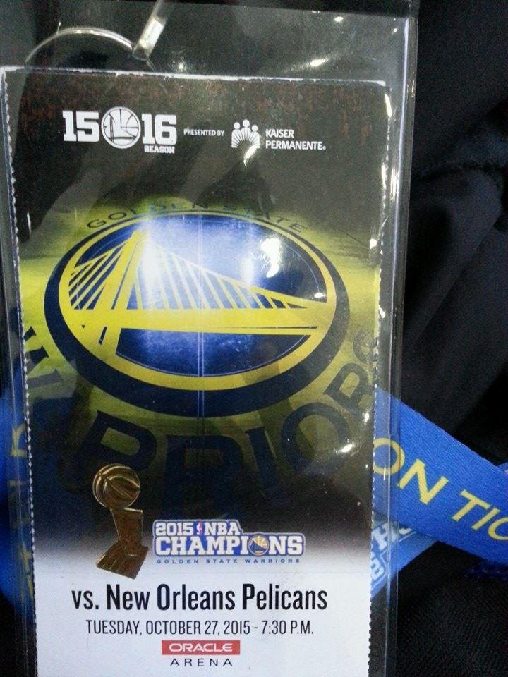 Opening game. @ Oakland go Warriors