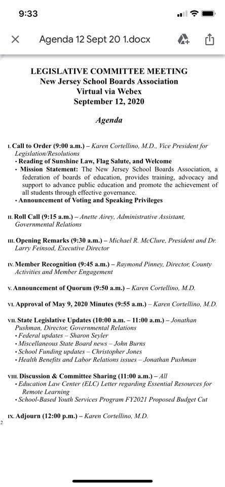 Proudly representing the New Milford BOE as a member of the NJSBA Legislative Committee.