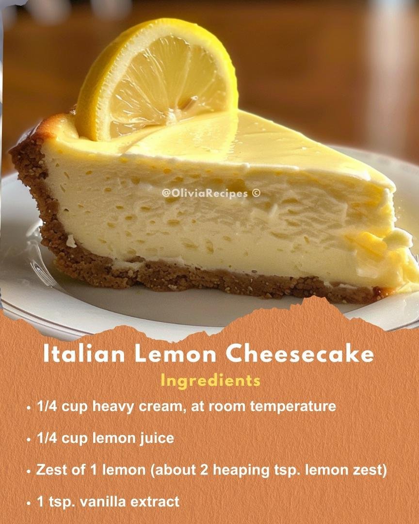 · 
🍋 Italian Lemon Cheesecake 🍰
This Italian Lemon Cheesecake is a delightful blend of creamy and citrusy flavors, thanks to the addition of ricotta cheese and fresh lemon. It's light, fluffy, and perfect for any dessert 