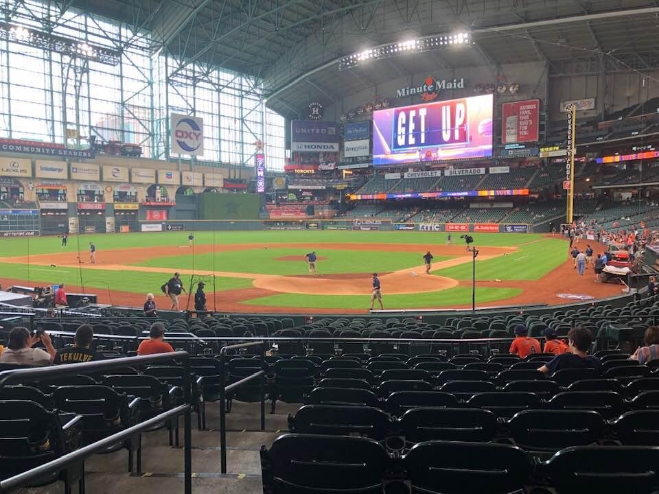 Great seats today for the Pittsburgh Pirates vs Houston Astros Section 118 Row 22 Seat 14&15. Go Astros Go.