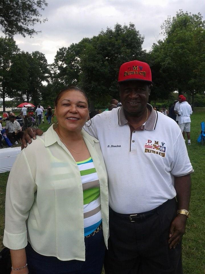 Me and my H.D. Woodson Senior High gym teacher, DC's own Coach Bob Headen @ The DMV Athletes Annual Picnic, he put me on the Shot Put Team 41 years ago, still hanging, Warriors! :-)