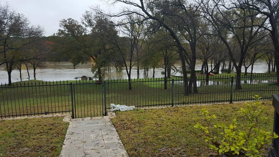 Lisa and Kevin Smith back yard. Brazos out of banks