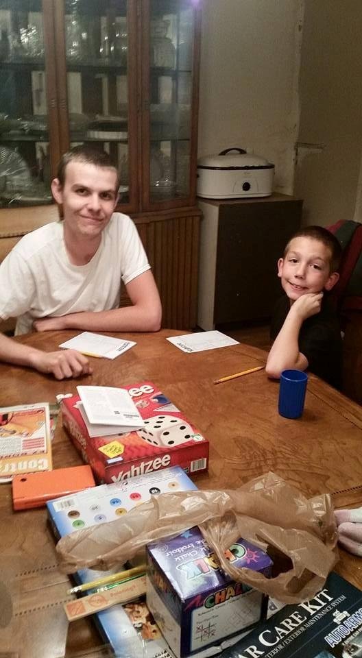 Nathan is home for a couple days. So nice seeing my boys playing a game of yatzee having brother time