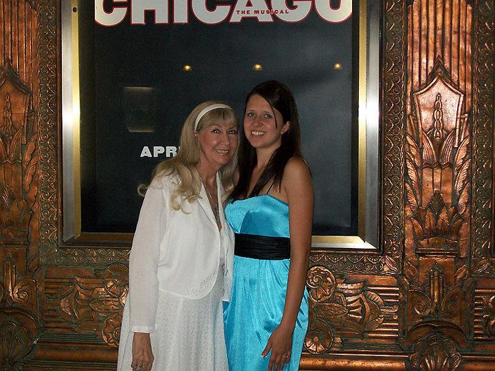 My mom and my daughter outside the Pantages theater