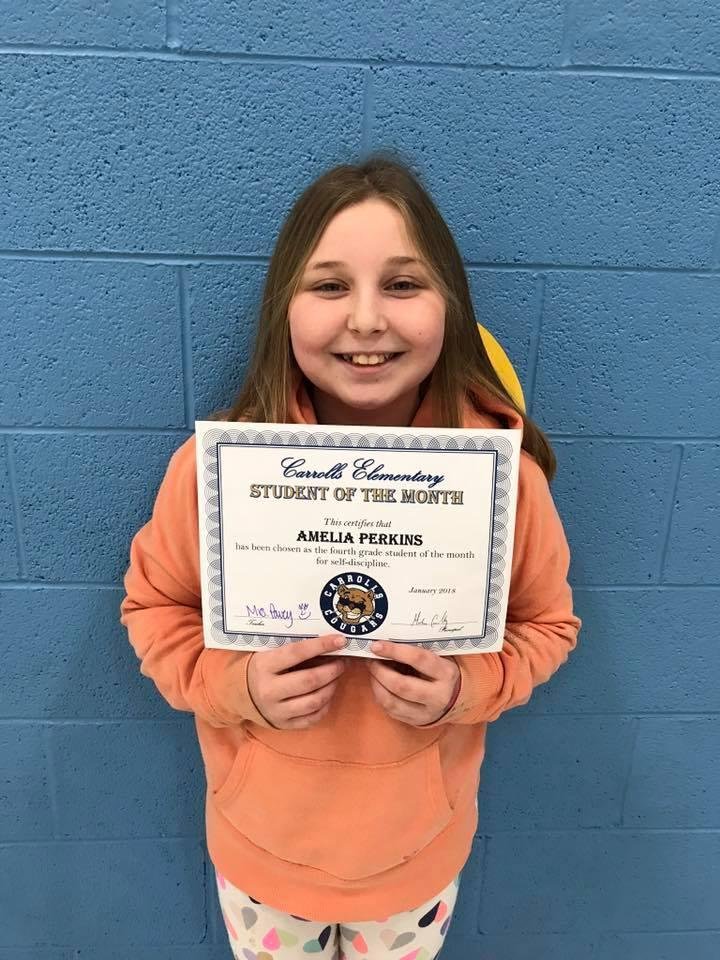 Amelia, student of the month, again. Congratulations!