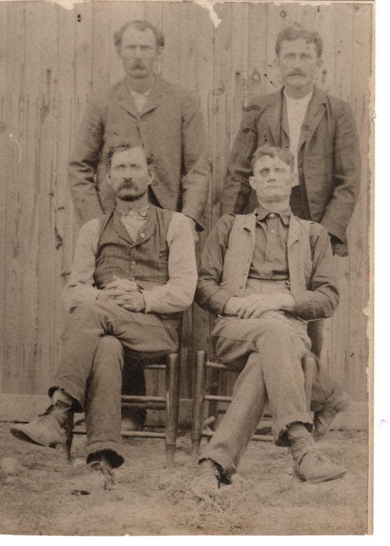 My Grandfather, Thomas William Sherman Holt b. 8/22/1866 d. 10/20/1929. These are his 3 brothers, Marion, Houston & Joseph