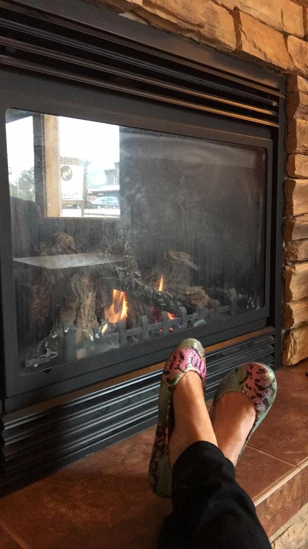 Snowing outside and enjoying tea, fire, good book while my son conducts top secret business in the next room😎