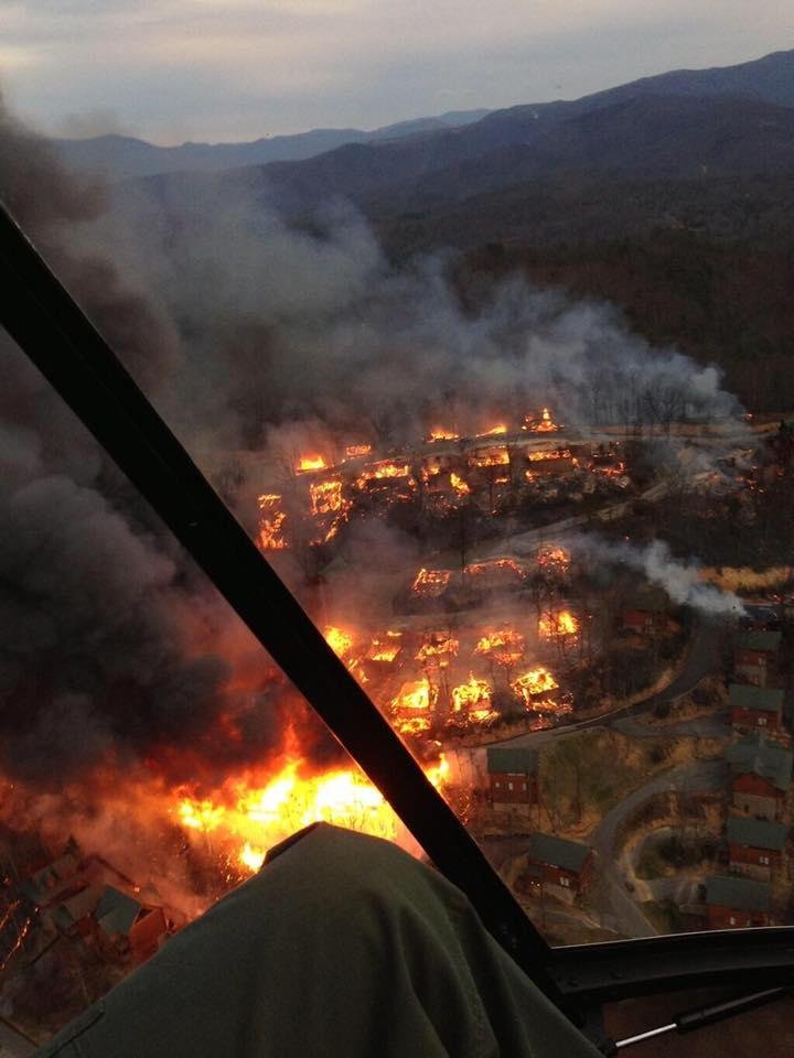 Pigeon Forge, TN fire still burning. Less than 10% contained. NOW tornados to add to the misery through out the south including Tennessee.