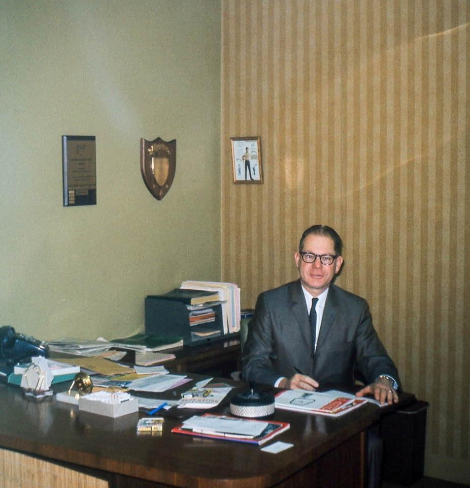 Dad in his office in Calgary, where he was Alberta manager for AGF, a Canadian mutual fund company. Sometime in the ‘60s.