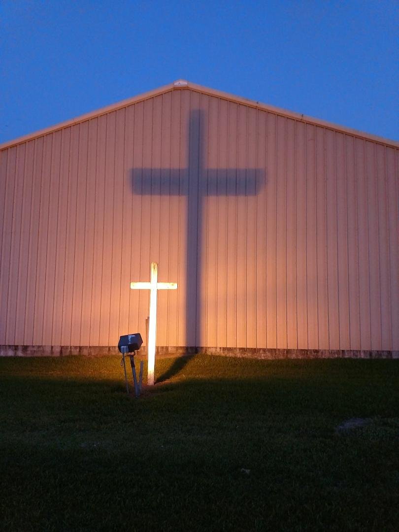 Picture of the cross behind the church building where we were staying FOB Wharton.