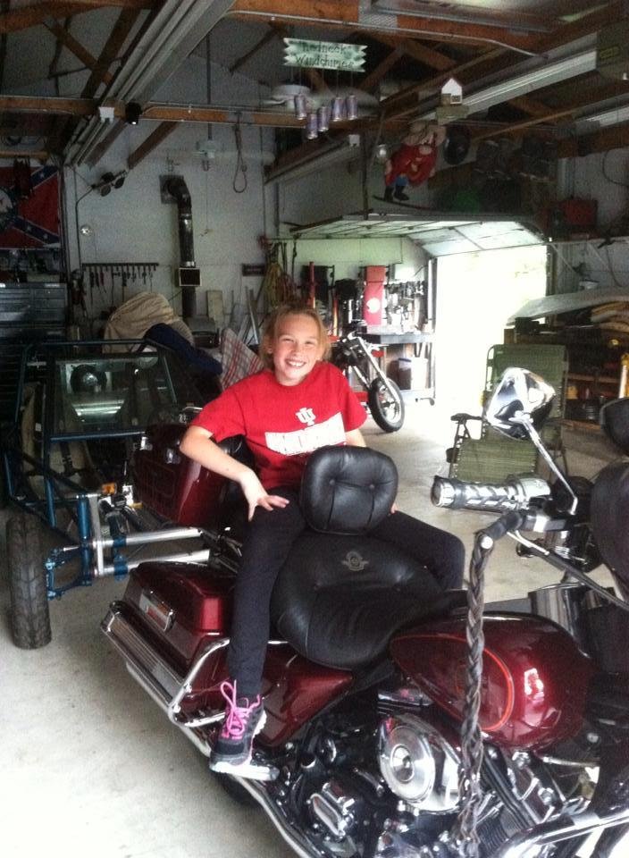 This is my granddaughter Mika Goin who I love with all my heart and soul sitting on grandpa's bike I LOVE YOU MIKA ALWAYS ON MY MIND FOREVER IN MY HEART LOVE PA.