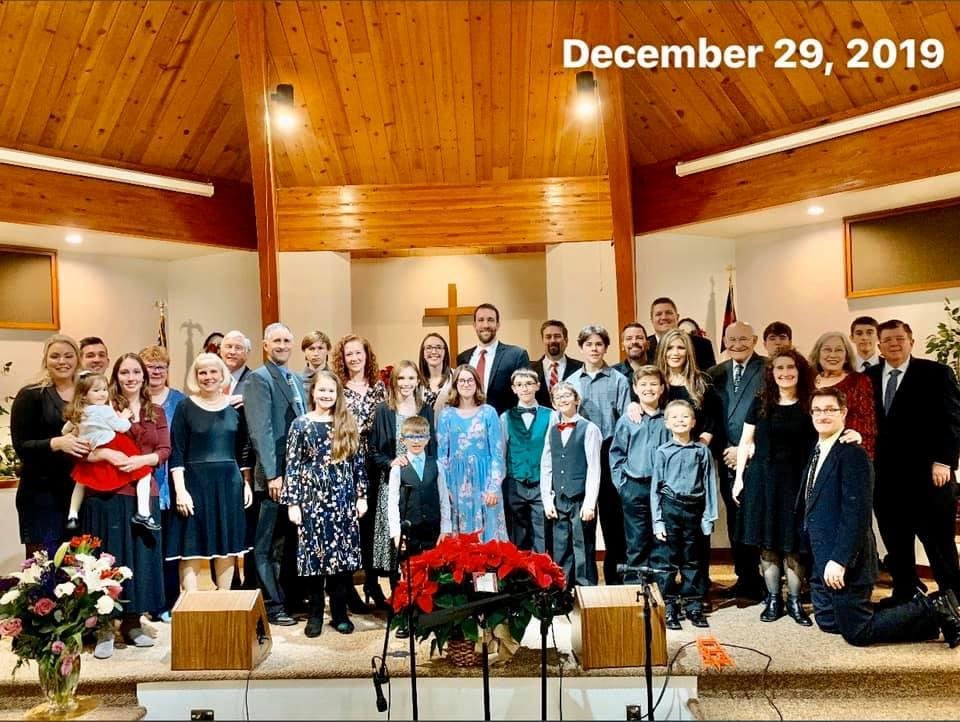 Nancy's family, except for Nancy's sister and one nephew that were truly unable to be there at Nancy's mother's funeral service at First Baptist Church in Newark Valley, New York.