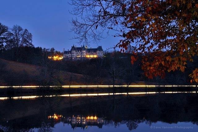 Biltmore House seen from the lagoon after sunset today