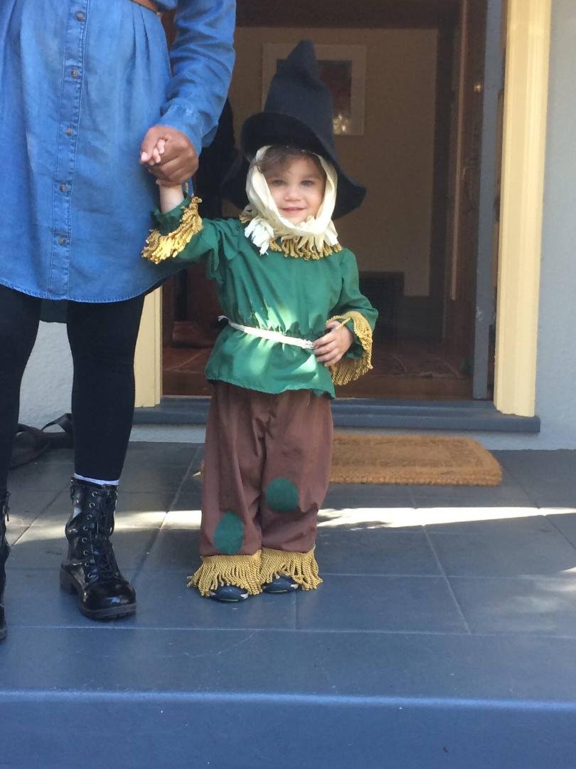 Grandson Zach - cutest scarecrow enjoying Halloween!