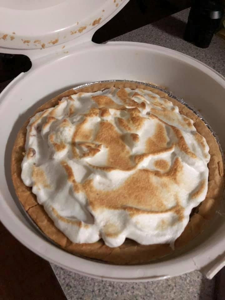 Didn’t feel hungry until Mom stopped by..
May I eat my pie before I eat my meat..
Snicker snicker
