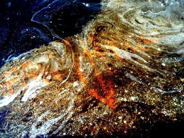Oil Water & Asphalt - while working the High Speed Rail Project in 2012 I aways had my little point and shoot with me. Art is every where.