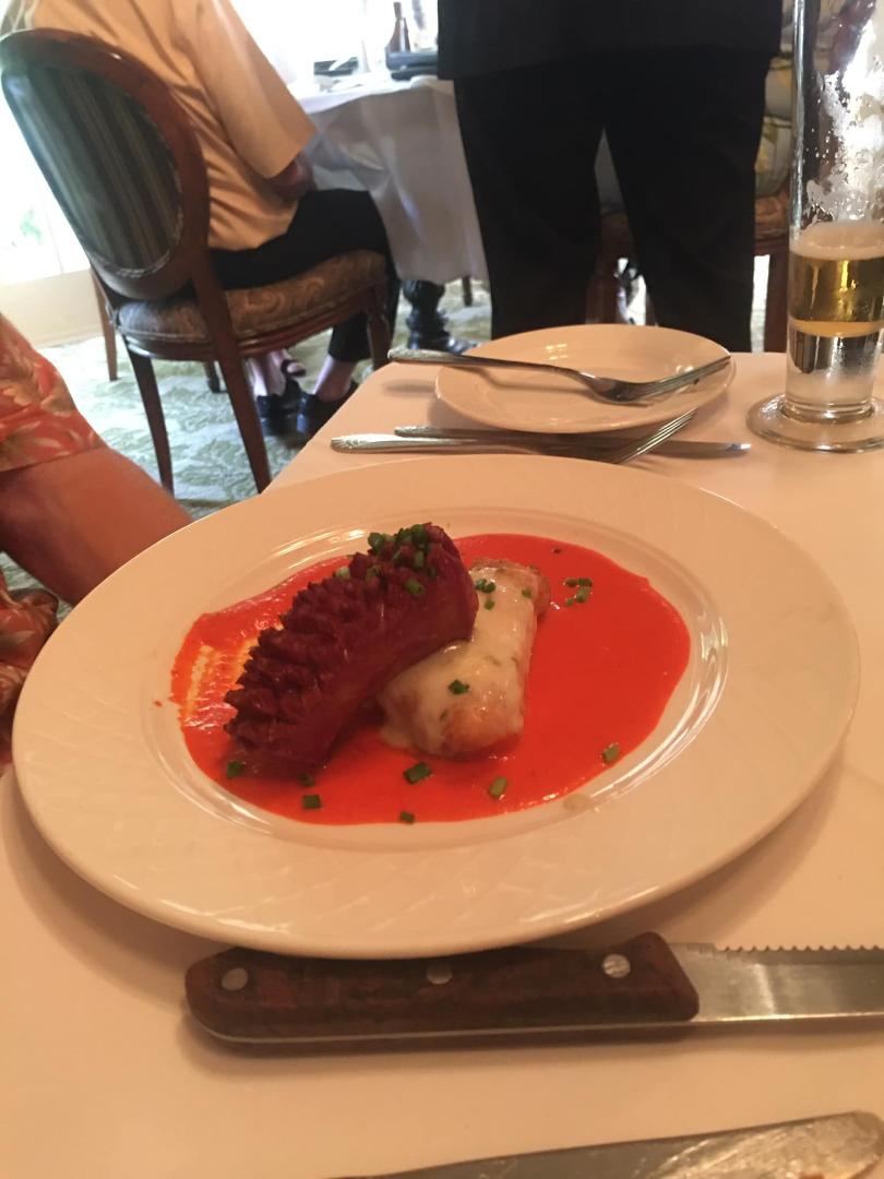 Southern Grit Cake with Andouille Sausage
