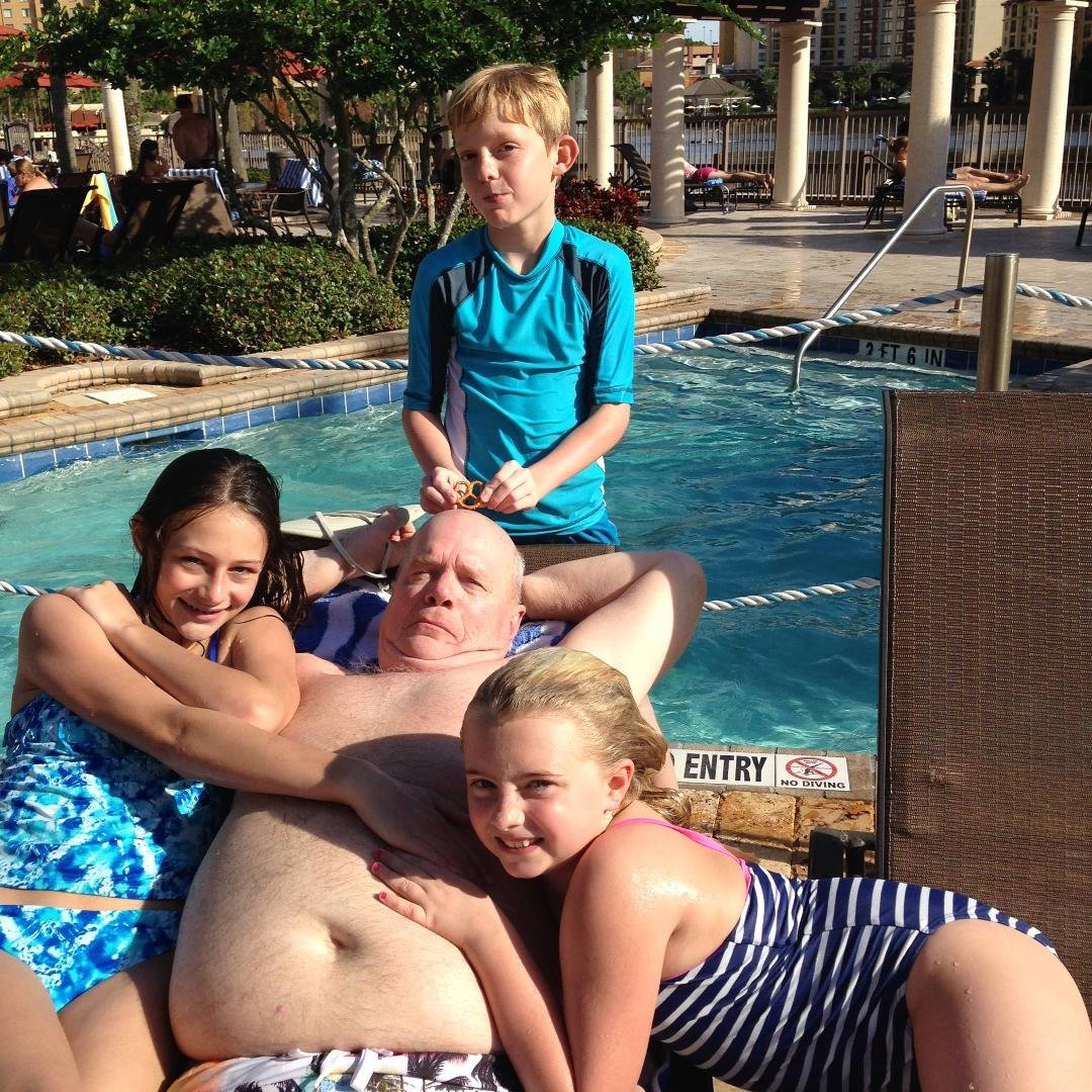 Fun at the pool with the grands, Madison,Matthew & Camryn