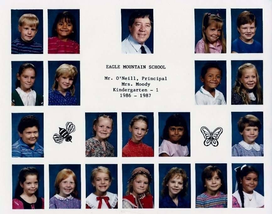 Thirty years ago! I'm so glad that I've been able to keep up with my students because of Facebook. L-R Top row Scotty Ottinger K, Brenda Cordero K, Mr. O'Neill, Kristen Ragsdale 1st,Nicholas Montoya K. 2nd Row: Pauline