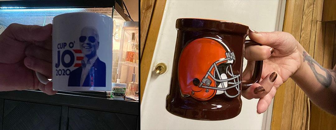 Yesterday, I made fun of my dad for drinking out of my Biden cup and today, I have to use his Browns cup. I guess payback. 😂
