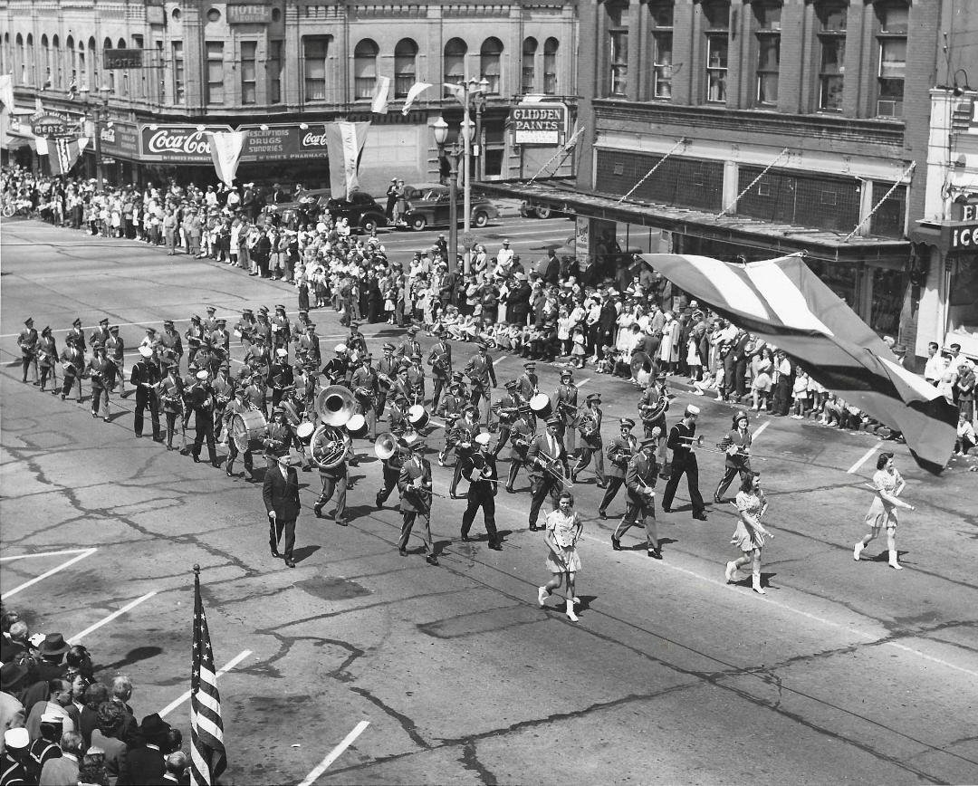 The corner of Rucker and Hewitt. My mom Gloria is the middle baton twirler. I'm not sure what band this is, possibly Eagles.