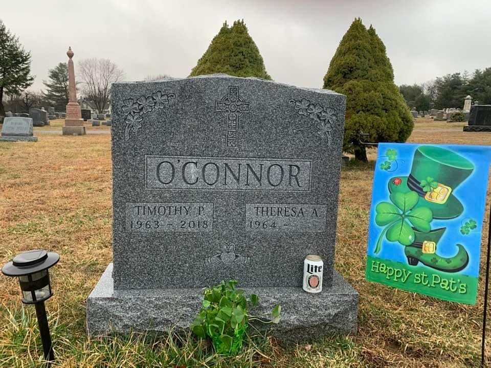 Left a pot of shamrocks today at my brother, Tim O’Connor’s grave to mark the 4th anniversary of his passing. Tim, I love you and miss you. Hope the beer is cold, the fish are biting and you are with Daddy.