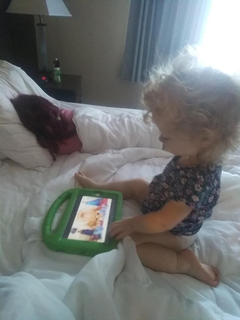 I'm not naming names but someone stayed up playing on the tablet all night! It wasn't Paisley.