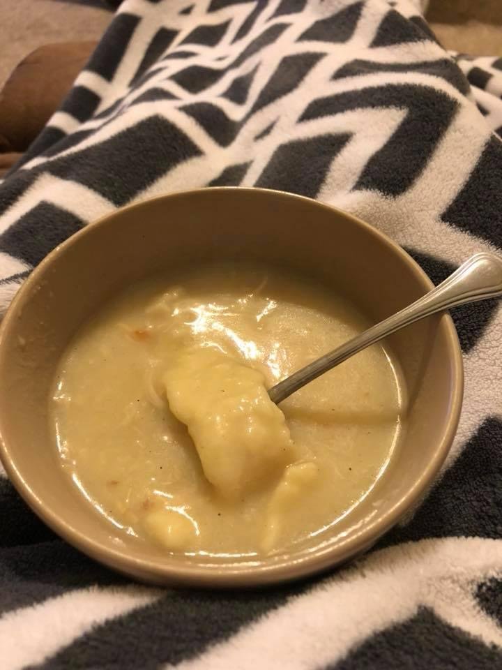 Nothing better than a hot bowl of Grandma Charles’ homemade dumplings on a cold day 😃 so glad Vicki gave me the recipe!!