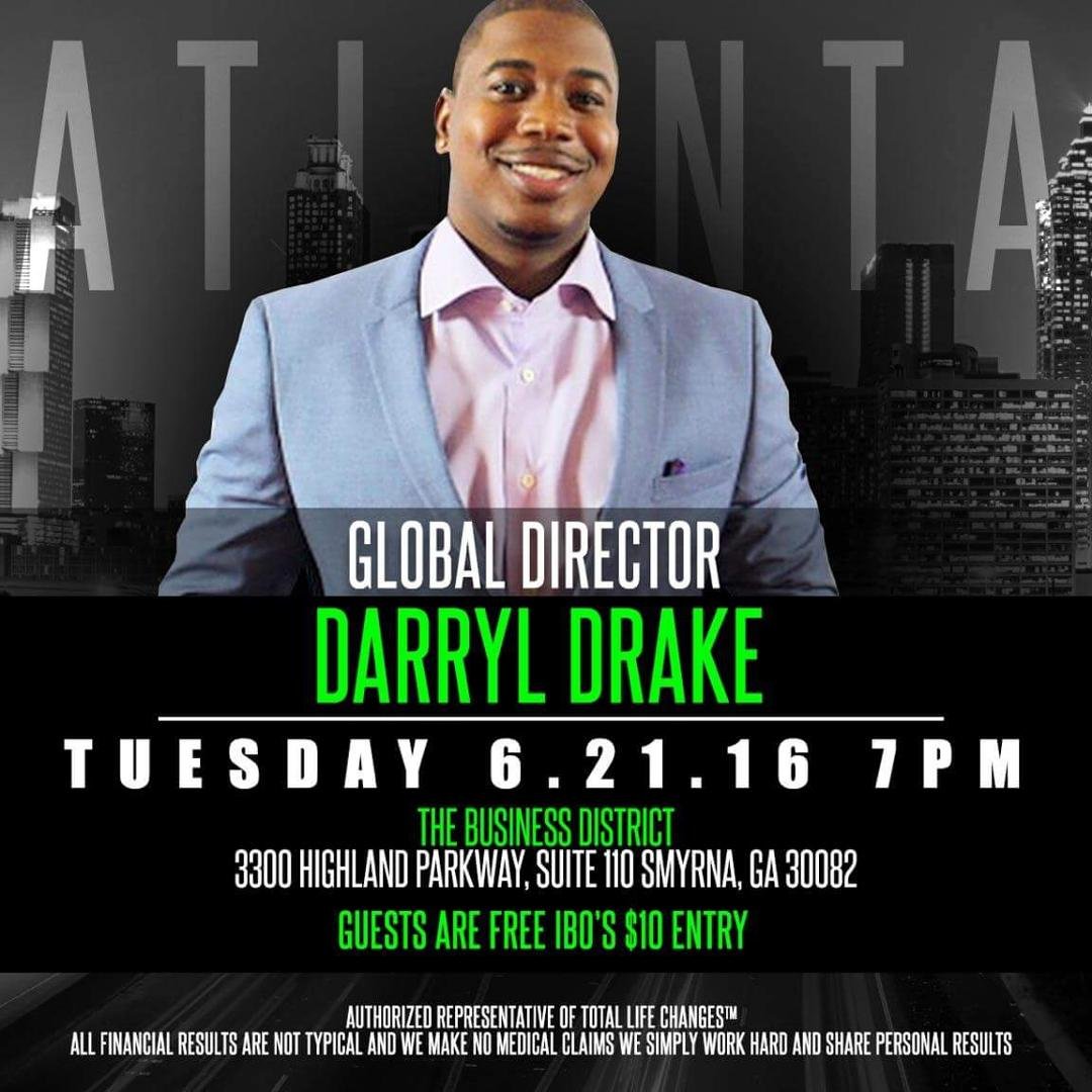 If you're in driving distance of Atlanta, you don't want to miss the opportunity to hear my son's business partner Mr. Darryl Drake, Tommorow night, inbox me to be a special VIP guest of Chris Childs, and find out how this