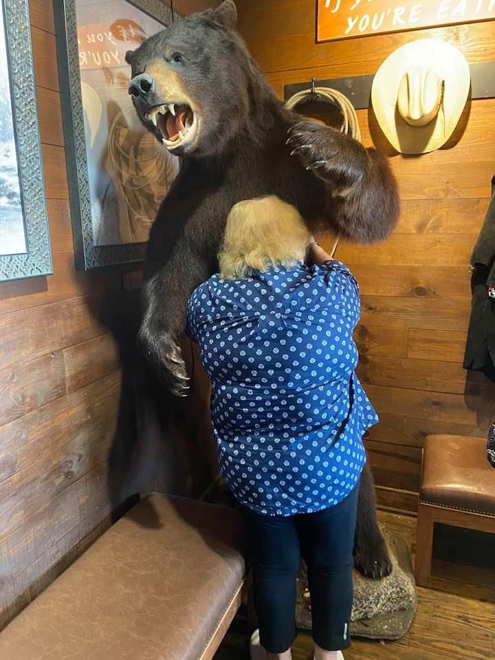 Patricia wrestling the Colton bear!!!