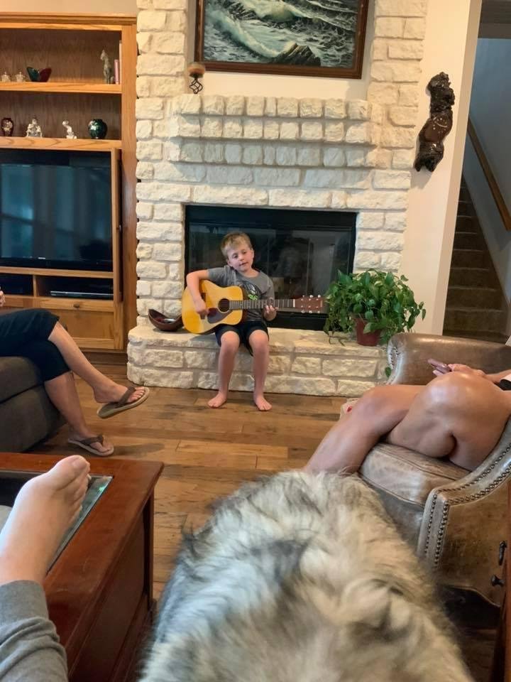 Rocker playing rock. A future talent.