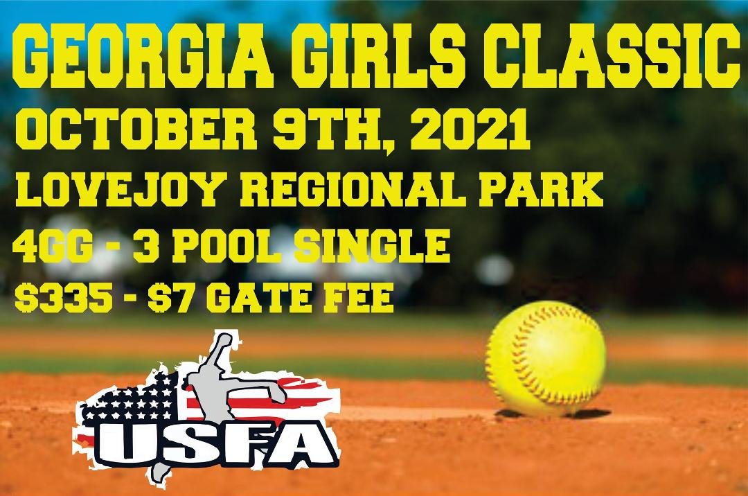 Coaches, Please join us for our USFA Ga Girls Classic tournament October 9Th. We have 10U,12Uand 14U registereing for this one and hope your team can join us! Thanks for you continued support. Steve Harrison
USFA 678-859-