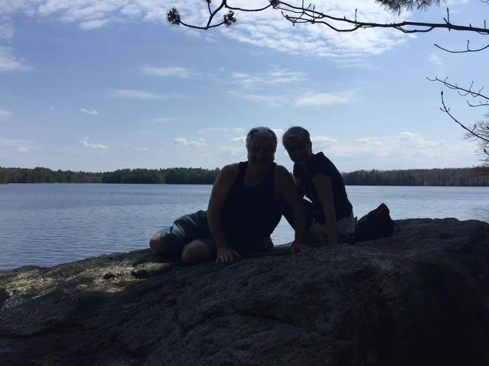 We both had to climb up onto this rock